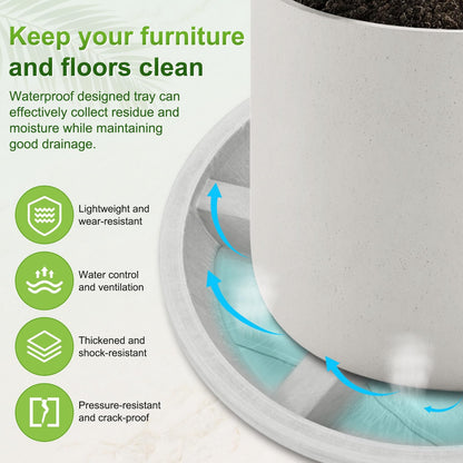 M METERXITY 2-Pack Plant Saucer, 6.3 Inch/16 cm Plastic Plant Trays Thicker for Pots/Indoor/Outdoor/Water Drainage and Protection, Flowerpot Drip Tray [Gray Veins]