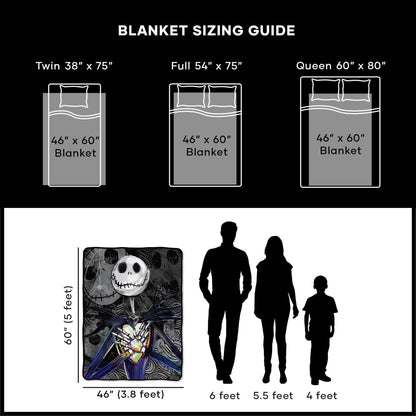 Northwest Nightmare Before Christmas Micro Raschel Throw Blanket, Ultra Soft Throw, 46 x 60 Inches, Dark Creep