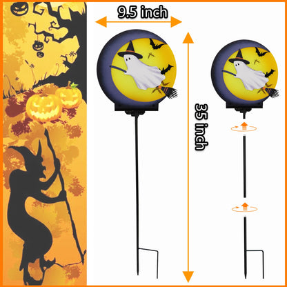 Halloween Ghost Solar Light Stakes Decorations Outdoor, Halloween Lights Ornaments Holiday Decorations Party, Ghost Moom Silhouette Outdoor Halloweens Decor