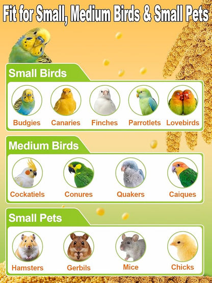 MEWTOGO Spray Millet & Cuttlebone Bird Treats Set - 1lb Hand Selected Golden Millet Treats for Parakeets Cockatiel Lovebirds Canaries Finches, Energy & Calcium Boost
