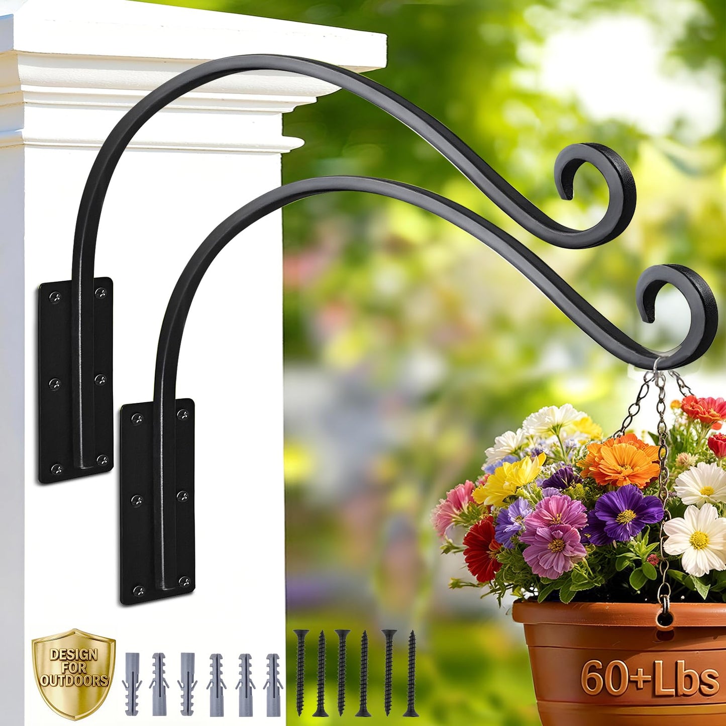 GESTONE 16 Inch 2 Pack Plant Hangers Outdoor,Plant Hanging Hook Bracket for Bird Feeder Hanger,Hanging Plant Hooks for Outside Baskets Lanterns Wind Chimes Outdoor Indoor