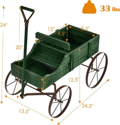 Generic Amish Wagon Decorative Indoor or Outdoor Garden Backyard Planter ,Garden Decor (Green)
