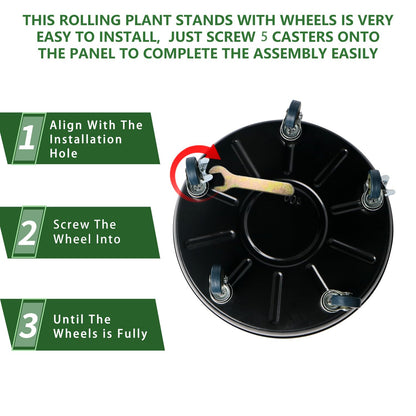 AyaLight 2 Pack Metal Plant Caddy With Wheels 14 Inch Black, Round Rolling Heavy Duty Plant Dolly, Heavy Plant Pot Mover Outdoors or Indoors, The Metal Wheel Can Rotate 360 Degrees or Lockable.