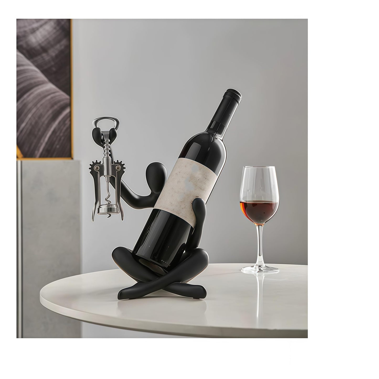 XINXUAN Modern Wine Bottle Holder, Resin Hollow-Out Design Decorative Wine Rack(Black)
