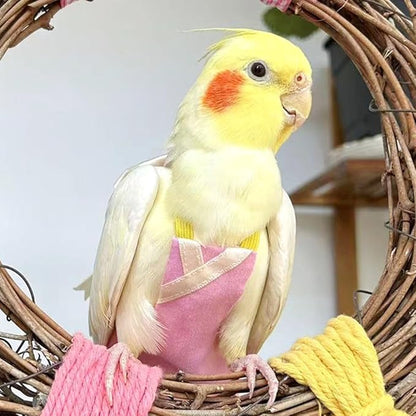 Bird Flight Suits Diapers, Parrot Flight Suits Diapers for Quaker Parakeets Cockatiels Conures Macaw African Grey, Bird Diaper, Parrot Clothes (Red A,XL)