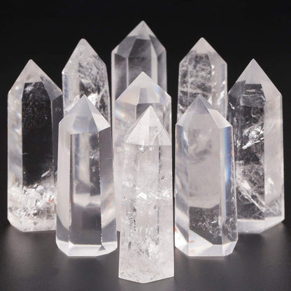 SUNYIK Gemstone Healing Crystal Points Wand, Single Terminated Wand Prism for Meditation, Fluorite Ruby in Fuchsite Rock Quartz Black Obsidian, Pack of 4