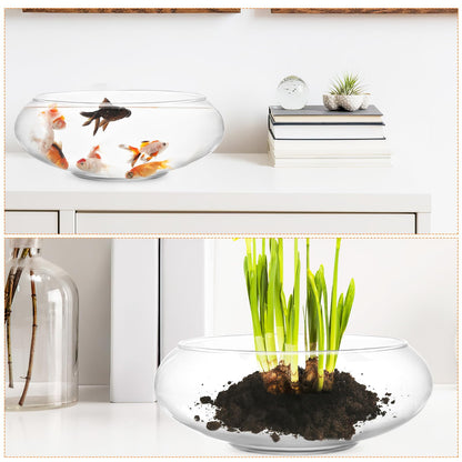 Gatuida 2pcs Glass Vase Bowls Clear Fish Bowls Wide Mouth Flower Vase Round Terrarium, Glass Hydroponic Planter Floral Container for Water Lily Plants Table Centerpiece