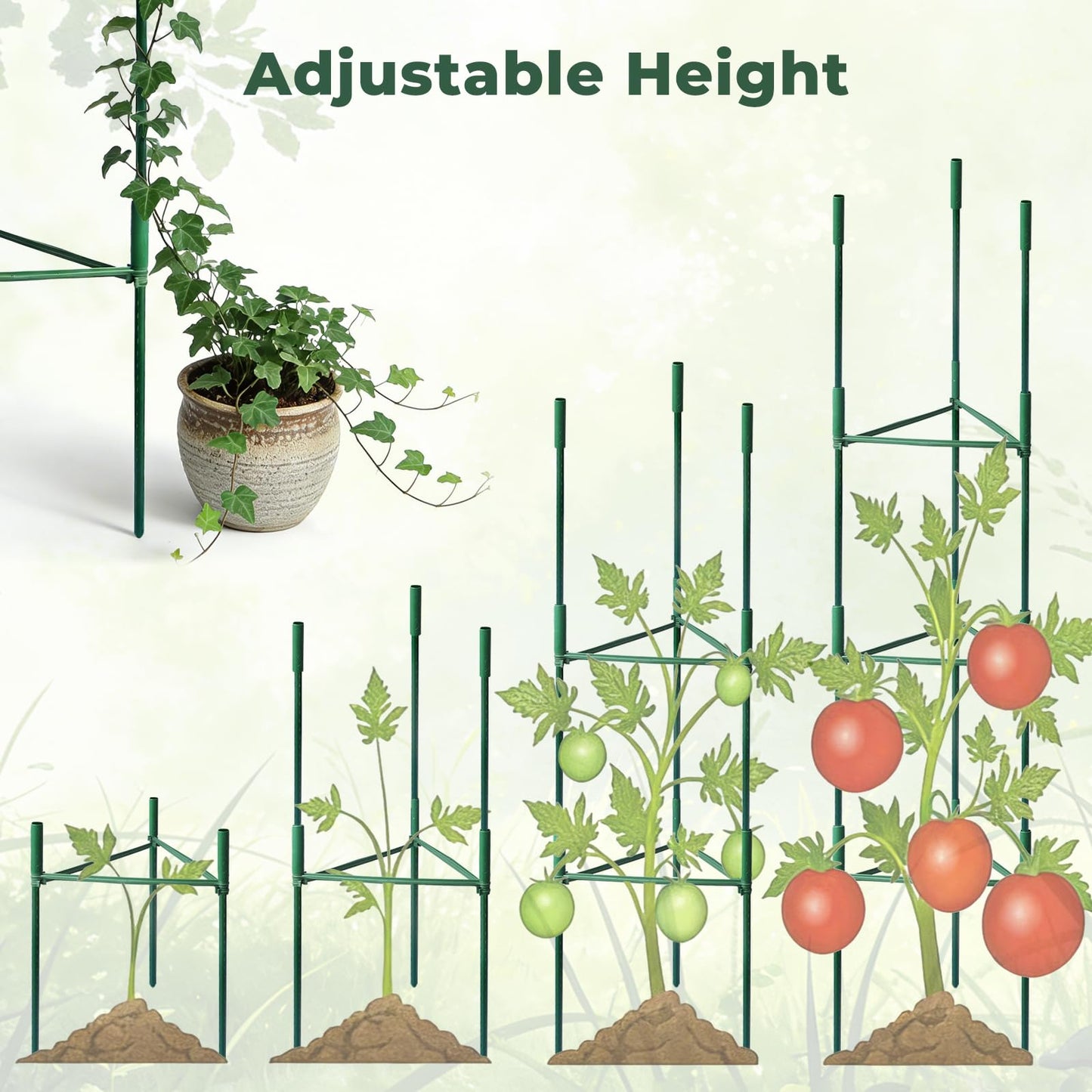SDLDEER 6 Pack Tomato Cages for Garden, Up to 48in Adjustable Tomato Cage, Tomato Stakes Plant Cage for Garden Plant Support, Climbing Vegetables Plants Flowers