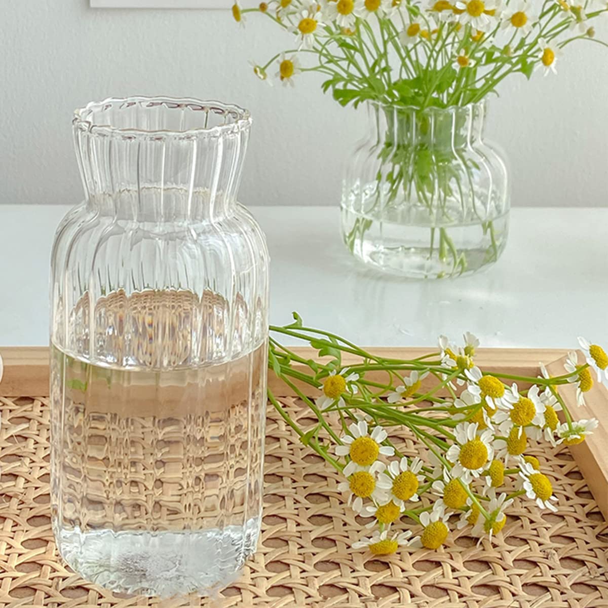 ECYC Ltd Clear Glass Vases Nordic Modern Minimalist Flowers Vases Cute Small Vases Bud Vase Hydroponic Flower Vase Terrarium Vase Plant Glass Pots for Home Office Weddings Party Decor, 2.2 x 4.9 in