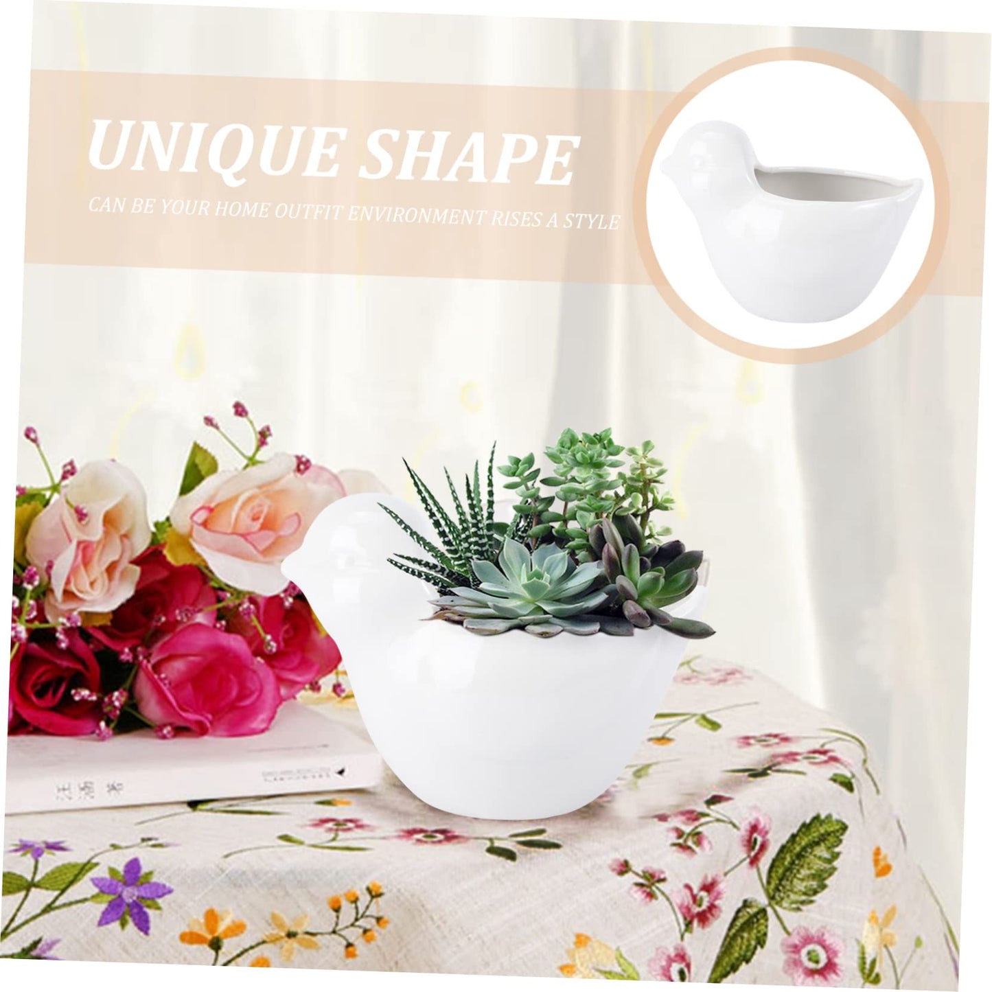 IWOWHERO Bird Flower Pot Ceramic Succulent Planting Container Creative Plant Flowerpot Bird Plant Sitters