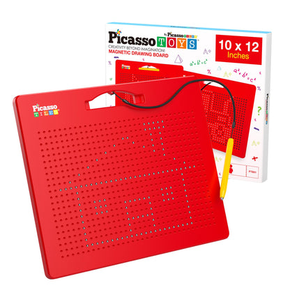 PicassoTiles Toys Magnetic Drawing Board 12x10 inch Large 748 Bead Magnet Tablet Pad Erasable Reusable Writing Playboard STEM Toys Educational Playset Open-Ended Learning Kit PTB01