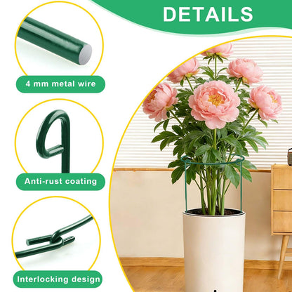 HiGift 3 Pack Peony Cages Support Stakes Ring for Garden, Round Plant Support for Outdoor (10" W x 17" H), Indoor Plant Cages Hoops Plant Rings for Tomatoes,Rose,Astilbes,Vine Indoor Potted Plants