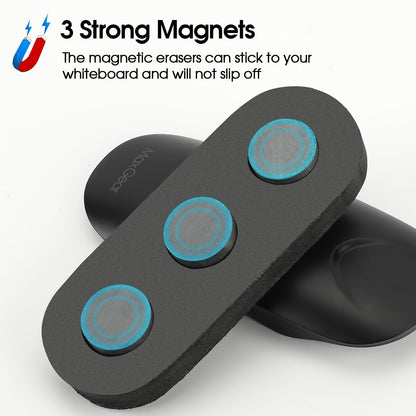 (Bundle of 2 Sets) MaxGear Dry Erase Eraser, Magnetic Whiteboard Eraser for Glass Board, Dry Erase Board, Dry Erase Board, Chalkboard Wiper with Built-in Magnet for School, Office, Home, Black, 2 Pack