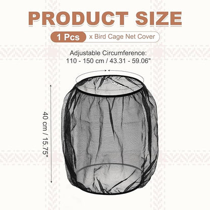 Bird Cage Seed Catcher, Bird Cage Net Cover Seeds Guard, Universal Birdcage Accessories, Black, Circumference 43.3"-59.1", Height 15.7" for Parrot Cockatiel Enclosures