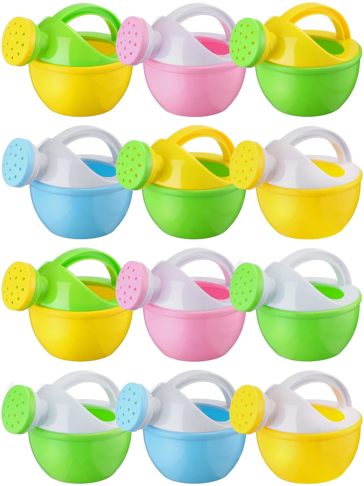 Sosation 12 Pcs Mini Kids Watering Cans Beach Sand Water Play Toy for Toddler Colorful Plastic Small Watering Pot with Handle Child Gardening Tools Bathtub Shower Party Toy Gift(Vivid Style)