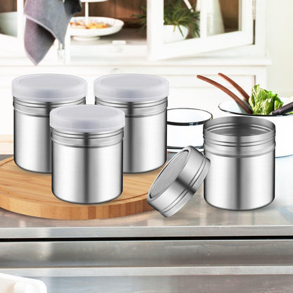 6 Pcs Powder Sugar Shaker Stainless Steel Powder Sugar Shaker Jars Fine Mesh Shaker Cans for Cinnamon Flour Salt Pepper