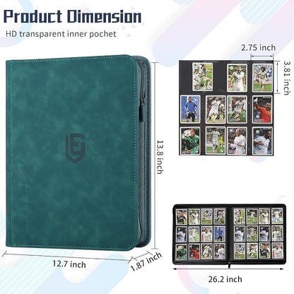 12 Pocket Card Binder,720 Pocket Trading Card Binder，Side Loading Collectible Card Albums for MTG, for TCG Football, Sports, Game Cards Dark Green
