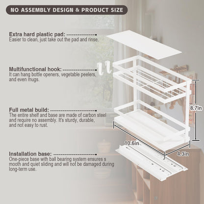 Magheo Pull Out Spice Rack Organizer for Cabinet, 2 Pack Metal Seasoning Organizer Slide Out Spice Storage Shelf No Assembly Vertical Spice Rack Pullout for Kitchen & Bahthroom No Drill(2 Tier,White)