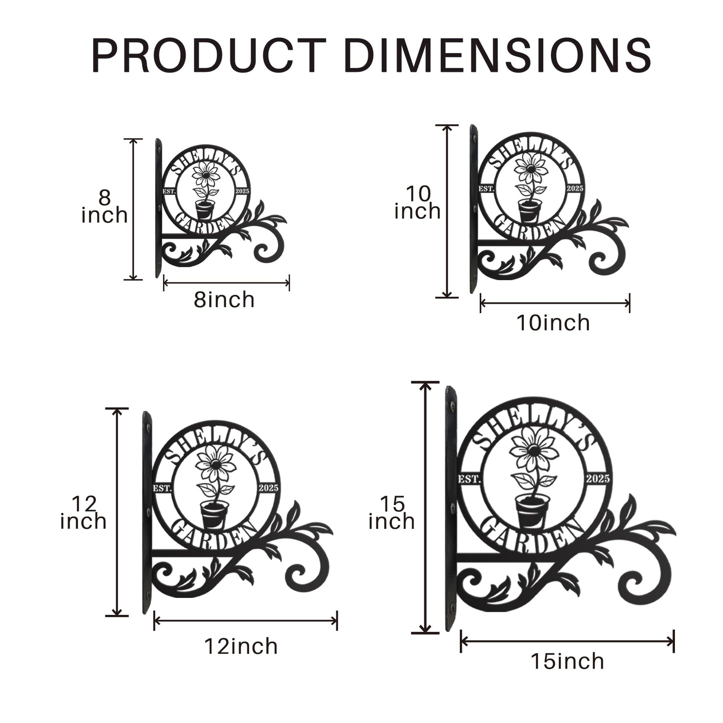 YCHARTSIGN Personalized Metal Plant Hanger Outdoor and Indoor Decor, Custom Hanging Plants Bracket, Plant Hooks for Bird Feeder, Wind Chime, Flower Baskets, Hanging Plant Hooks (Flowers)