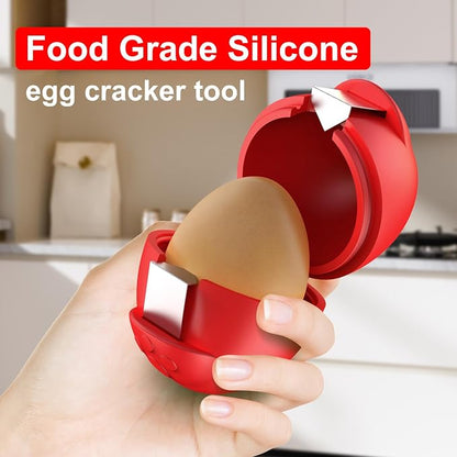 Egg Cracker, Silicone Egg Shell Opener, Cute Egg Shaped Design, Opens Eggs with Ease, A Little Happiness Boost for Your Kitchen (3, Mixed Colors)