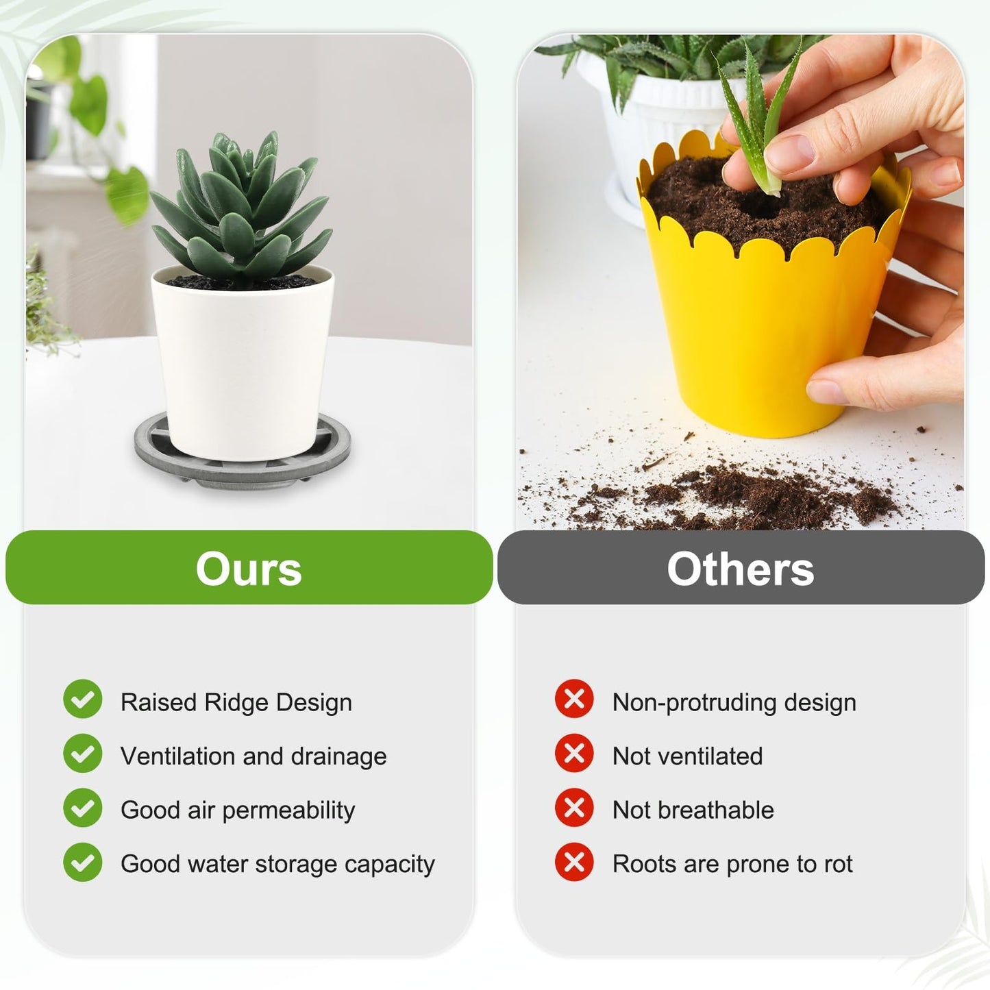 M METERXITY 2-Pack Plant Saucer, 3.74 Inch/9.5 cm Plastic Plant Trays Thicker for Pots/Indoor/Outdoor/Water Drainage and Protection, Flowerpot Drip Tray [Gray Veins]