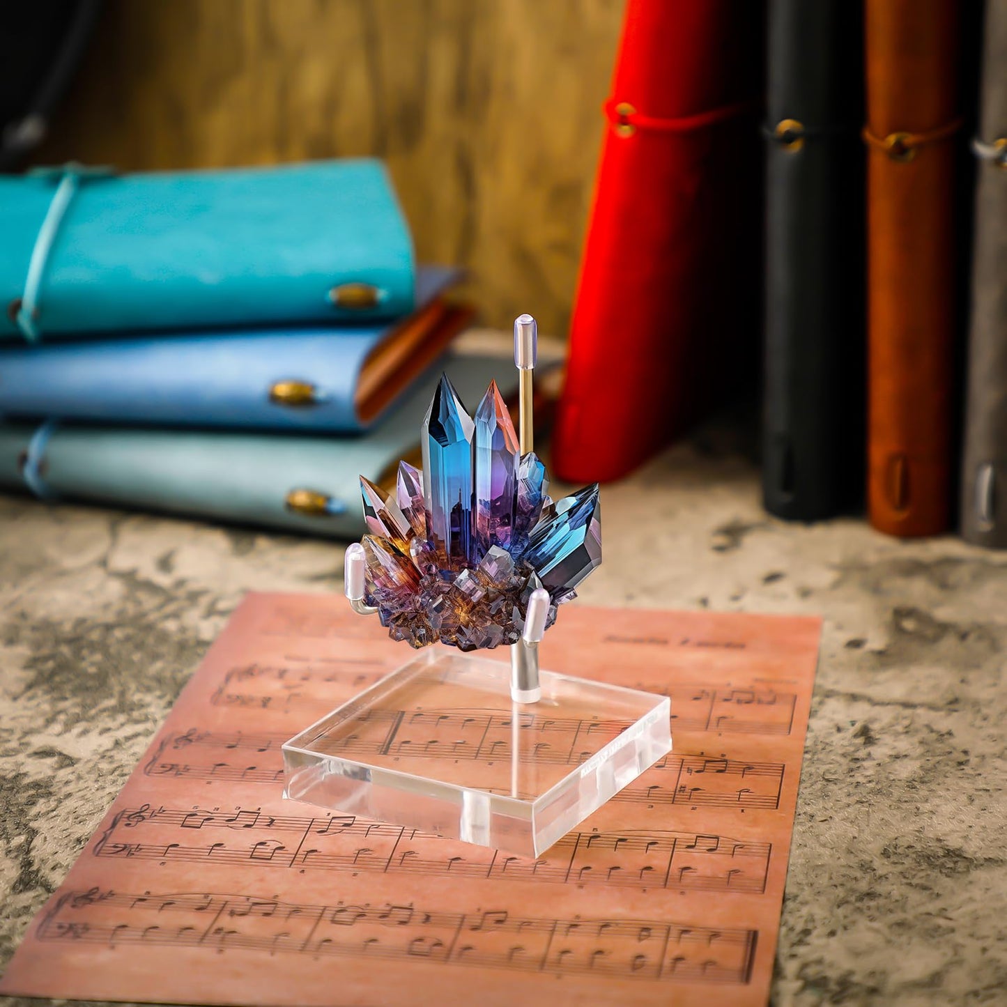 Suzile 4 Pcs Adjustable Metal Arm Display Stand Easel with Acrylic Base Rock Display Easel Holder Acrylic Crystal Clear Plate Stand for Geodes Mineral Agate(Silver,2.8 x 2.8 x 4 Inch)