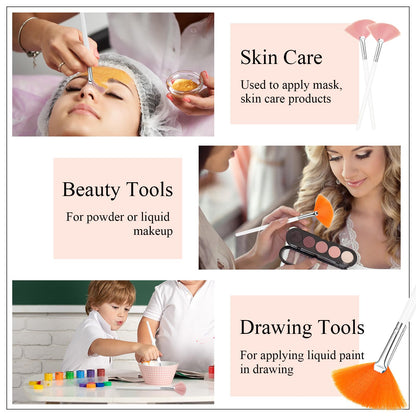 9 Pieces Facial Fan Mask Brushes, Soft Facial Applicator Brushes Tools for Peel Glycolic Makeup for Mud Cream(Champagne)