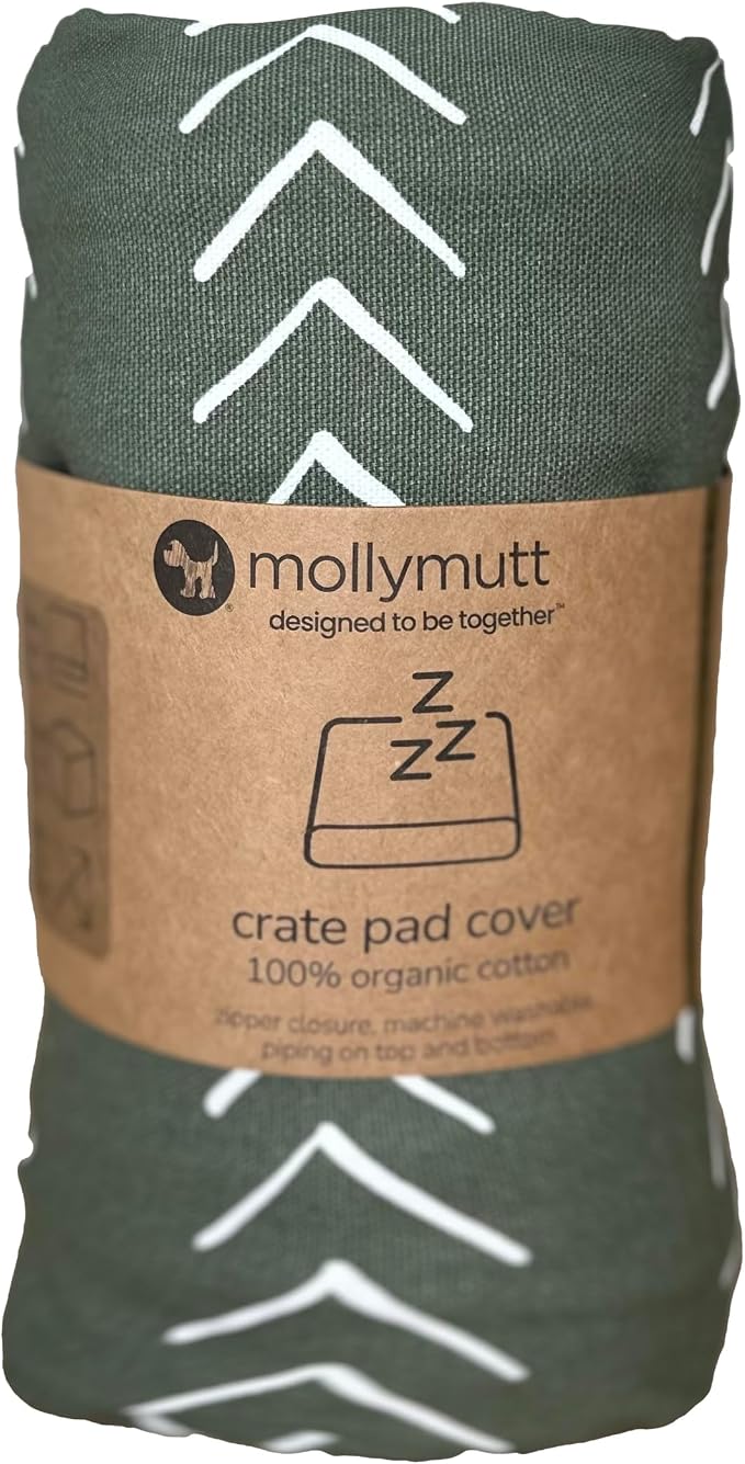 Molly Mutt Dog Crate Pad Cover, 100% Cotton Canvas Cover for Dog or Puppy Crate Bed, Durable, Washable, and Free of Harmful Chemicals, Pre-Shrunk, 30"x21"x2.5", Forever Young