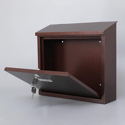 xydled Mail Boxes with Key Lock,Locking Mailbox Wall Mounted, Large Capacity, Galvanized Steel Cover Metal Postbox for House, 14 X 12.5 X 4.25 Inch,Bronze