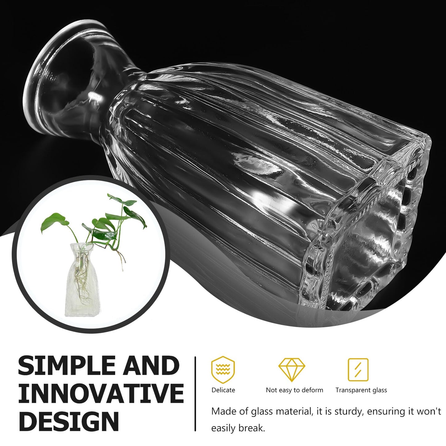 QUMIIRITY 4pcs Glass Hydroponic Vases Terrarium Flower Vase Set for Home Decor Table Centerpiece Glass Containers for Indoor Green Plants