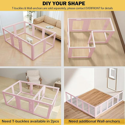 EVERFRONT Clear Acrylic Plastic Dog Playpen - Clear Dog Play Pen - Easy Assemble Acrylic Dog Playpen - Puppy Playpen, Cat Playpen, Small Animal Playpen, Dog Play Pen Indoors (Pink-30.3" H, 8PCS)