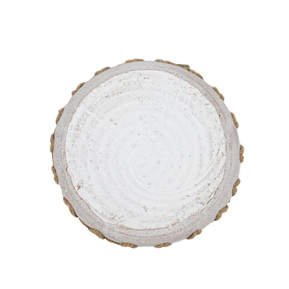 Foreside Home and Garden 3" x 9.25" Landon Decorative White Terracotta Greenery Planter Pot Bowl w/Woven Geometric Jute Rim Home Boho Rustic Style Natural Accent Piece Faux Artificial Plant Decor