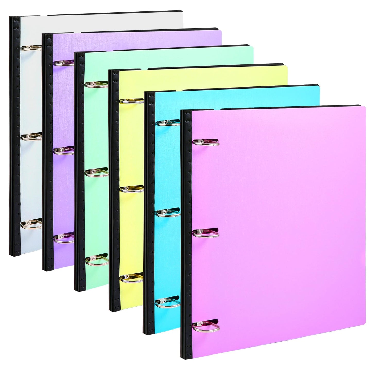 WOT I 6-Pack 1 Inch Telescoping 3 Ring Binder, Expandable Flexible Binder - Patented Design for Easy Portability, Holds 225 Sheets (Assorted Pastels)