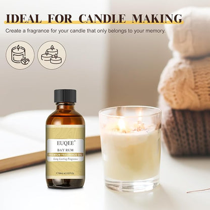 EUQEE Bay Rum Fragrance Oil with Glass Dropper, Essential Oils for Candle & Soap Making, Diffusers, DIY Bath Bombs (2.02 Fl oz/60 ml)