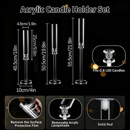 Vincidern 12pcs Clear Taper Candle Holder, Wedding Centerpieces for Tables, Acrylic Candlestick Holder for Dining Table, Long Candle Stick Candle Stand for Wedding, Party, Holiday, Event Decor