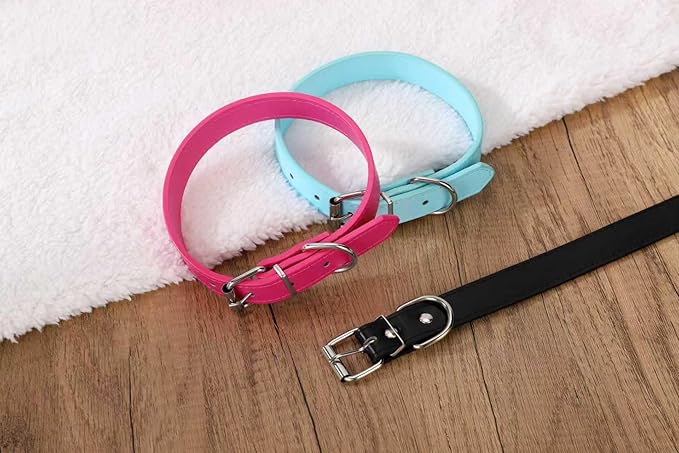 Rose Red Soft Leather Dog Collar for Small,Medium, Large Dog, Comfortable and Adjustable (Wide: 0.55'' for Dog's Neck: 9''~12'', Rose Red, S)