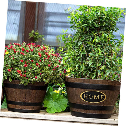 Resin Tree Pattern Planter Pot 9.05 Inch with Drainage for Succulents Bonsai Herbs Outdoor Flower Pot Decorative for Garden Balcony