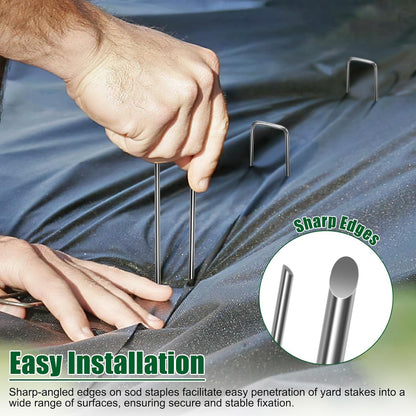 OUPSAUI 10 Inch Galvanized Landscape Staples Stakes, 12/25/50/100/200pcs Garden Metal Stakes for Weed Barrier Fabric, Fence Stakes, Tent Stakes, Christmas Decorations (25pcs)
