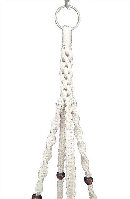 1 PCS Macrame Plant Hanger & Holder, Hanging Planter 4 Legs Double Deck for 8 inch to 10 inch Two Pots Indoor Outdoor Hanging Planter Hemp Rope 67 Inch with Metal Ring (Cotton)