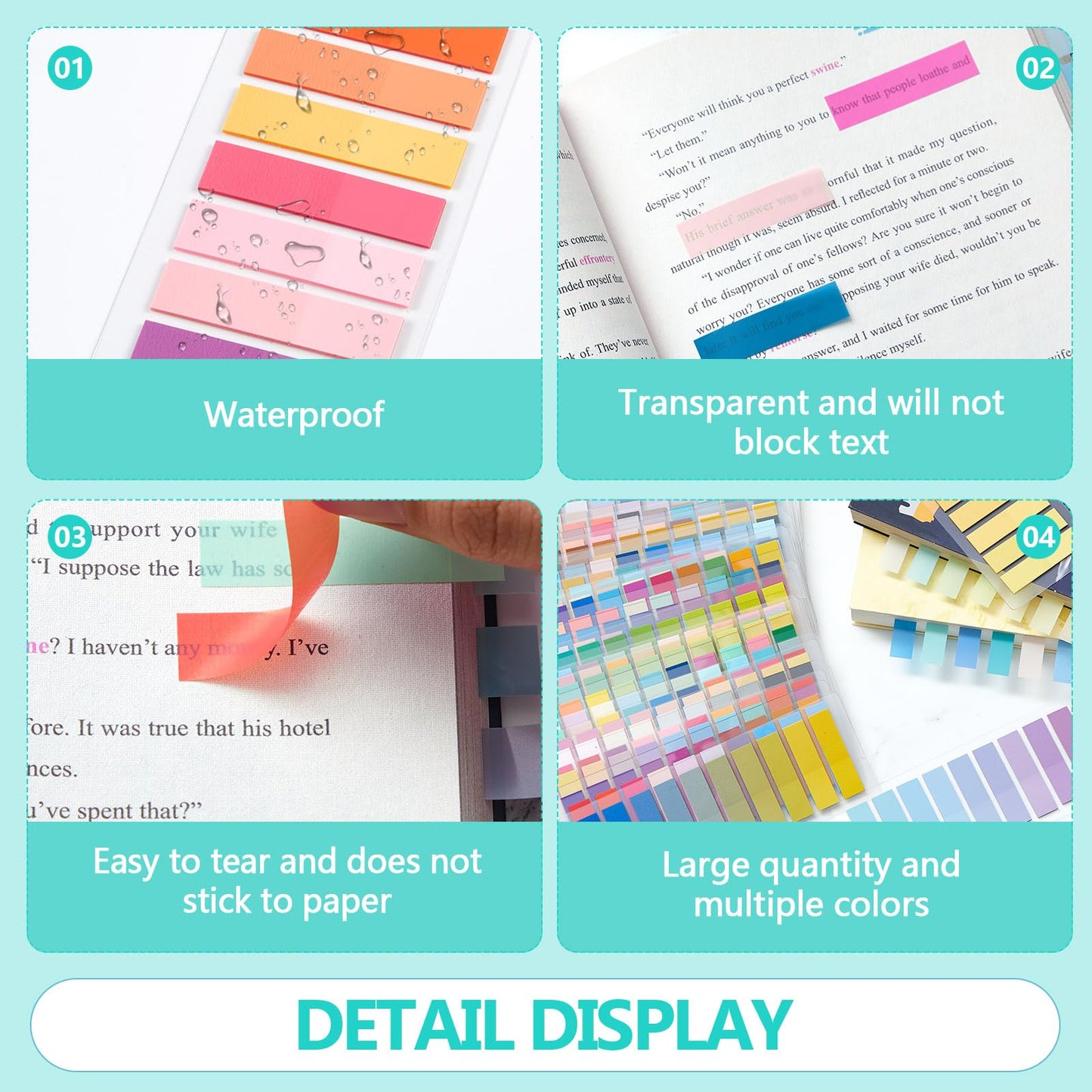 ReliThick 8000 Pcs Writable Sticky Tabs, 40 Colors Book Notes for Annotating Books, Self-Adhesive Index Tabs for Bible, Planner, Notebook, School & Office Supplies