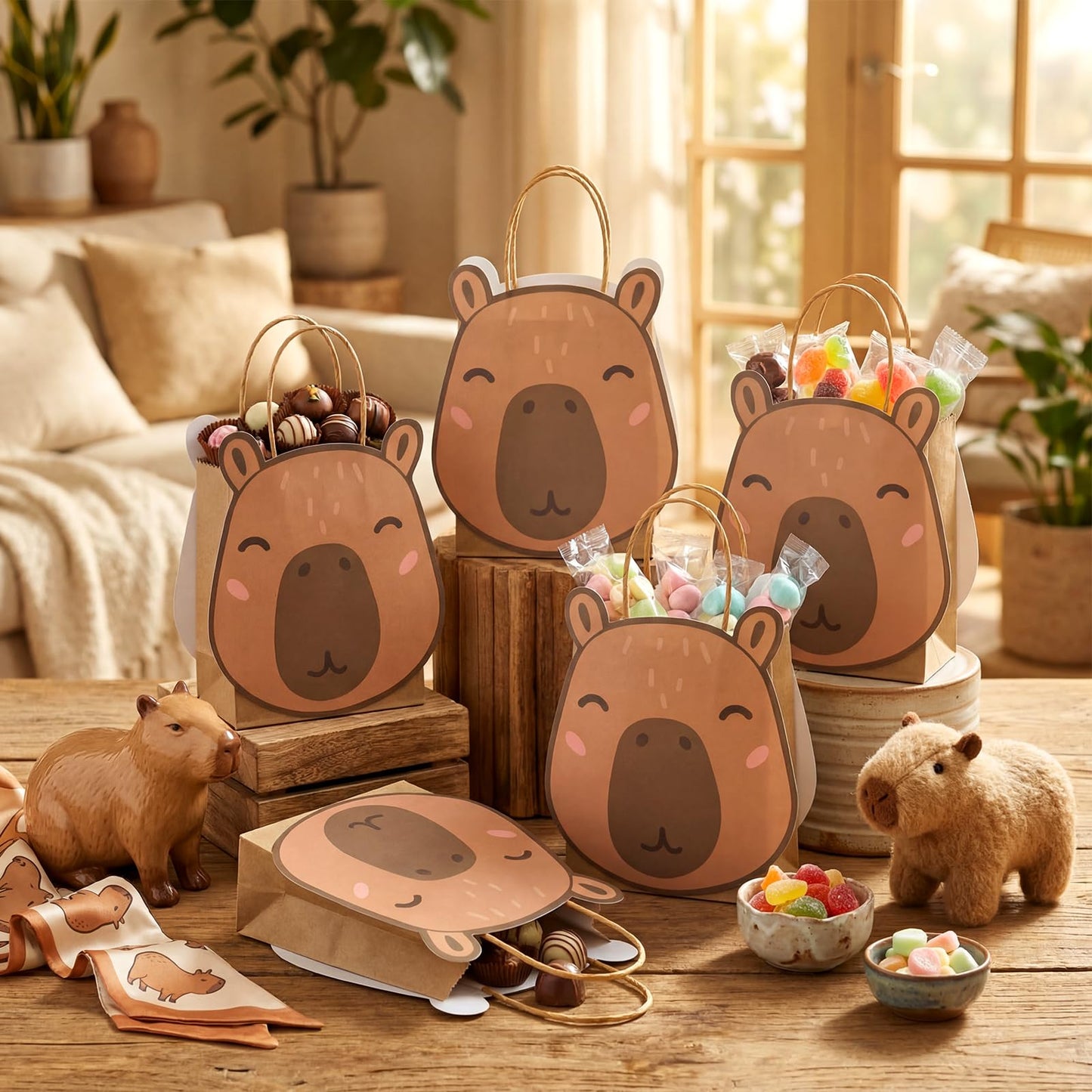 Jaloro 12 Pack Paw Spirit Week Gift Bags Party Favor Gift Paper Bags Goodie Candy Treat Bag with Handles Cute Paper Cards Paw Spirit Week Homecoming Halloween Birthday Party Favors Supplies