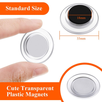 25 Pieces Round Magnets Refrigerator Whiteboard Magnets Mini Fridge Teacher Supplies for Home Schools Offices(Clear,1.2 Inch)