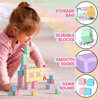 Apluses 104PCS Magnetic Blocks, Essential Creative Learning Toys for Kids | Preschool Montessori Sensory Autism-Friendly Magnet Toys for Boys and Girls Ages 3-6