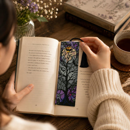 NEGEKFKX 5 Pcs Halloween Cross Stitch Bookmark Kit for Adult Beginners,Witch Stitch Kits 14 CT DIY Cross Stitch Kits Adult Stamped Bookmark Embroidery Bookmarks Kit