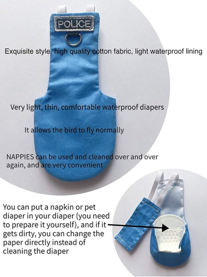 Parrot Flight Suits - Reusable Waterproof Diapers, Bird Clothes Pet Supplies Poli (5XL)