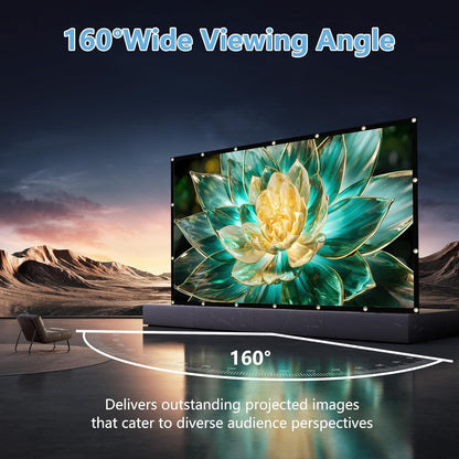 120-inch Projection Screen, Portable 4K Movie Screen, Wrinkle-Resistant, Easy-to-Install Outdoor Projection Screen, 16:9 Foldable and Washable, Suitable for use in Offices, Home theaters, Outdoors.