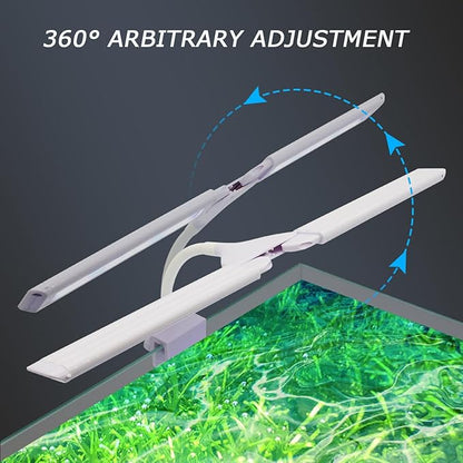 LED Aquarium Light Full Spectrum Clip Fish Tank Light Plants Light Double Swing Arm Light 4W Suitable for 2-10 Gal Fish Tank