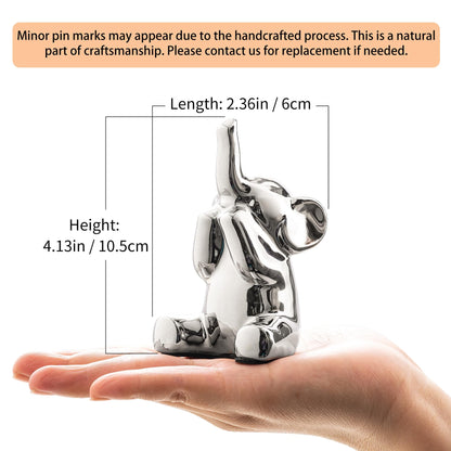 SURE YUESI Pair of Small Silver Elephant Figurines, Modern Boho Decorative Statues, Lucky Elephant Home Decor for Living Room, Bedroom, Office Desk & Shelf