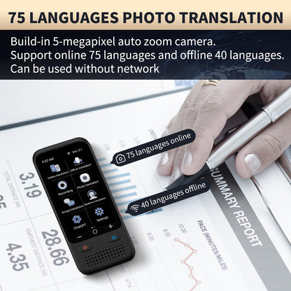 Language Translator Device, Upgraded ChatGpt AI Translator No WiFi Needed, 150+ Languages Two Way Real-Time Voice Translation, Offline&Recording&Photo Translation for Travel Business Learning