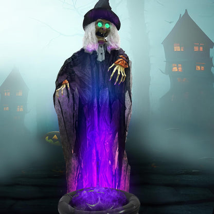 GiftExpress 12FT Hanging Laughing Witch Decoration with LED Light-up Eyes and Creepy Laughing Sound for Halloween House Decoration, Haunted House Decoration